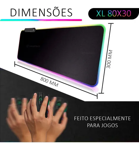 Mouse Pad Gamer Jogo Borda Led Rgb Grande 80x30cm Dragão - Shop Borges