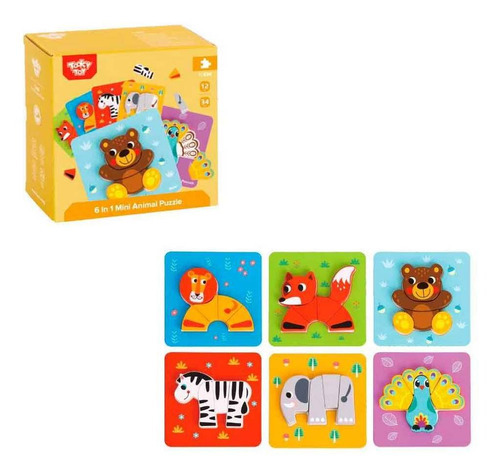 Mini Puzzle Didáctico De Animales 6 En 1 Tooky Toy