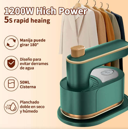 Plancha de Vapor Portátil Vaporizador para Viajes y Hogar Mini Puede Planchar para Ropa Colgar Planchar Electro Domesticos 110v Color Verde Oscuro Heaimo BXTD