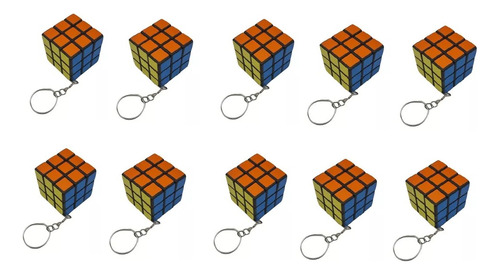 Pack X10 Llaveros Cubo Mágico Estilo Rubik Souvenir 3x3 Cm