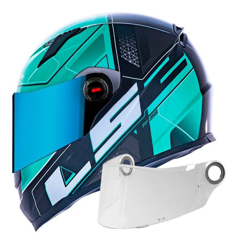 Capacete Ls2 Ff358 Ultra Verde/preto + Espelhada Viseira