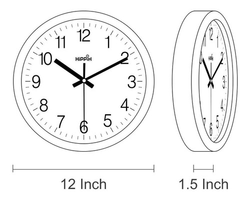 Reloj De Pared Silencioso De 12.0 In, Funciona Con Pilas, No