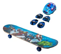 Comprar Patineta Skate Avengers Set De Seguridad Y Casco Vengadores Color Azul Avengers Diseño