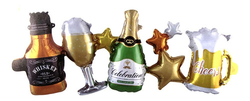 Set Globos Metalizados Drink Cheers -    38 X 96 Cm