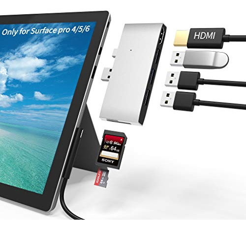 Estación De Acoplamiento Surface Pro 4/5/6 Usb 3.0 Hub Hdmi