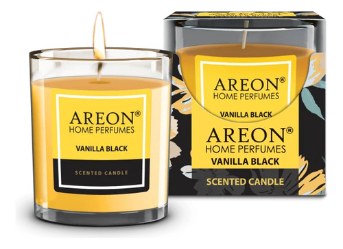 Vela Aromática Perfumada Areon 120g Vanilla Black Baunilha Cor Dourado