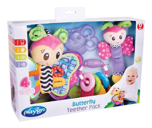 Set Juguete Bebe X 4 Sonajero Mordillo Colgante Playgro