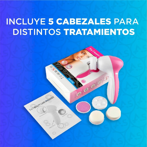 Imagen 4 de 10 de Cepillo Facial Limpiador Eléctrico Masajeador Rostro 5 En 1