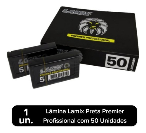 Lâmina Lamix Preta Premier Profissional Com 50 Unidades