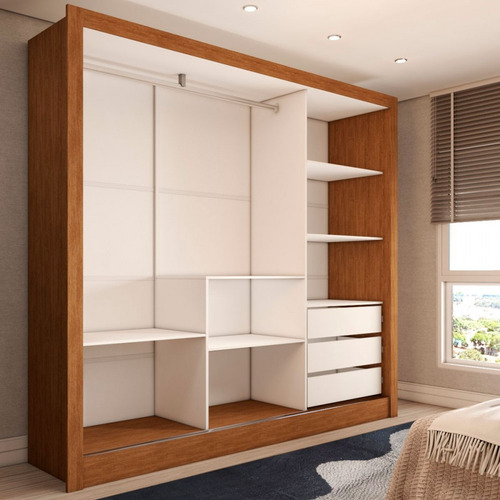 Guarda-roupa Casal Cali 3 Portas 3 Gavetas Com Espelho