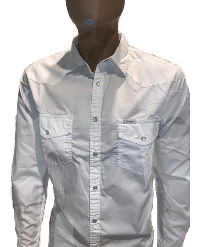 Imagen 1 de 4 de Camisa De T/ Jean Poplin Wrangler Hombre Original Blanca