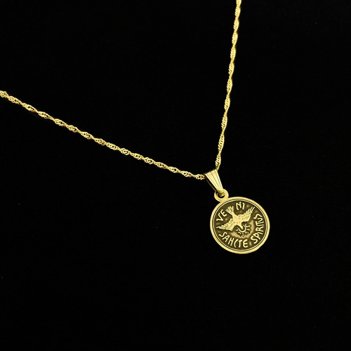 Cadena Y Dije Espiritu Santo Trinidad Chiquito Oro 18k Amarillo 50 Cm