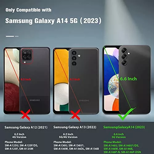  Funda para Samsung Galaxy A14 5G, A14 5G resistente,  [protección de grado militar] [a prueba de golpes] [a prueba de caídas] [a  prueba de polvo], solo compatible con teléfono Galaxy A14