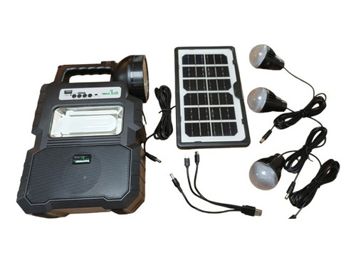 Panel Solar Kit Portátil Solar Focos Radio Y Cargador Usb 