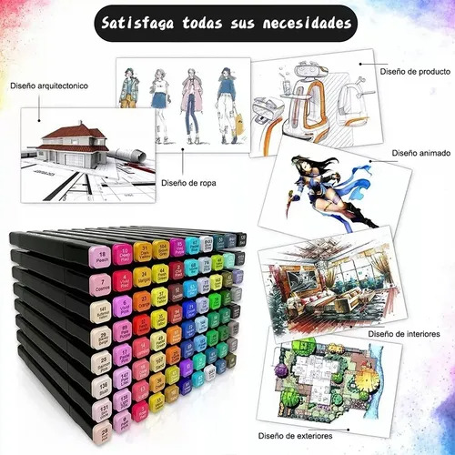 80 Marcadores Plumones Kit Juego Colores Doble Punta Pincel Surtido