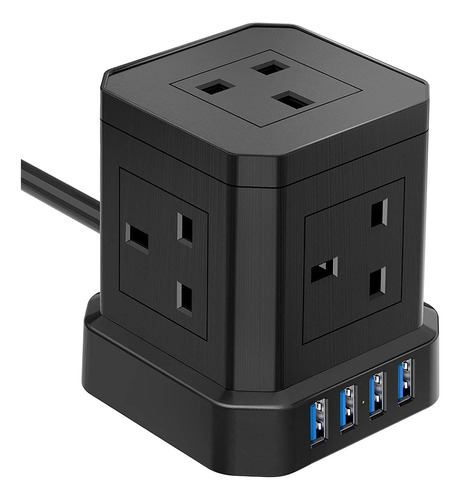 Cabo De Extensão Em Cubo Com Usb, Plugue De 5 Vias, 4 Usb, C