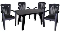 Comprar Combo 4 Sillas Kansas 1 Mesa Rectangular Negra Mascardi