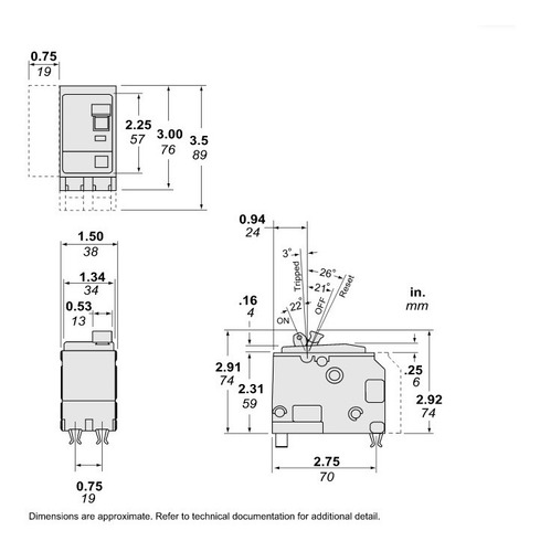 Interruptor Termomagnético Qo2100 2polos 100amp Schneider