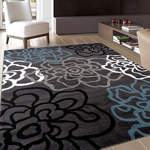 Tapete Contemporaneo Con Diseño Floral Moderno Polipropile