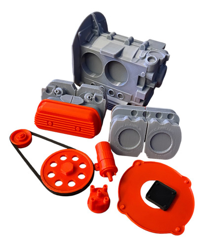 Motor De Vocho Escala 1:4 Impreso 3d Armable Tipo Lego Rojo