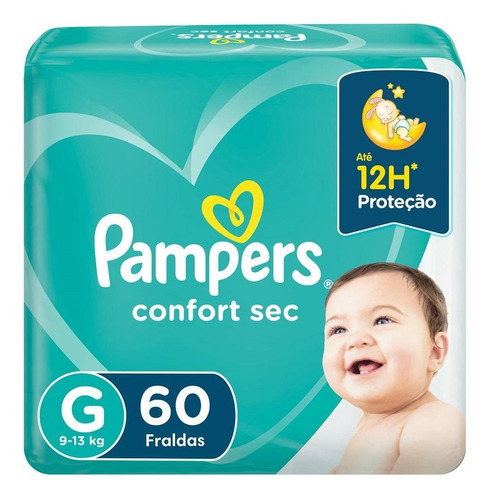 Fralda Descartável Infantil Pampers Confort Sec G Pacote 60 Unidades