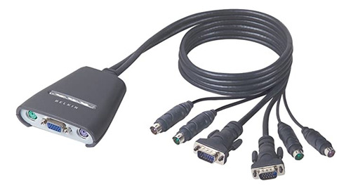 2-port Kvm Switch Con Cables Teclado/vídeo/mouseps/.