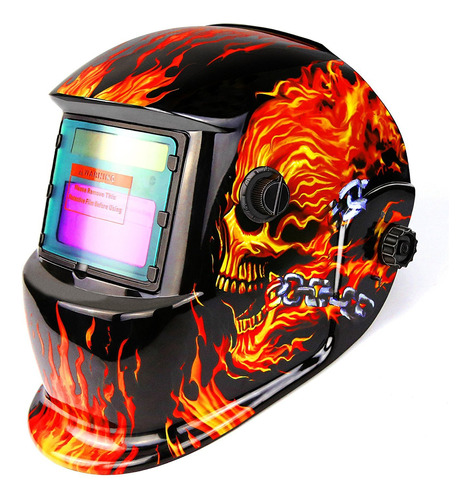 Desoon Escudo Flaming Skull Design Solar Power Auto Oscurec.