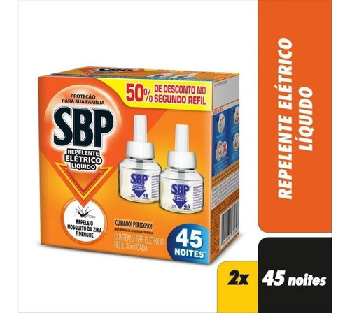 Inseticida Elétrico Sbp 35ml 45noites C/2