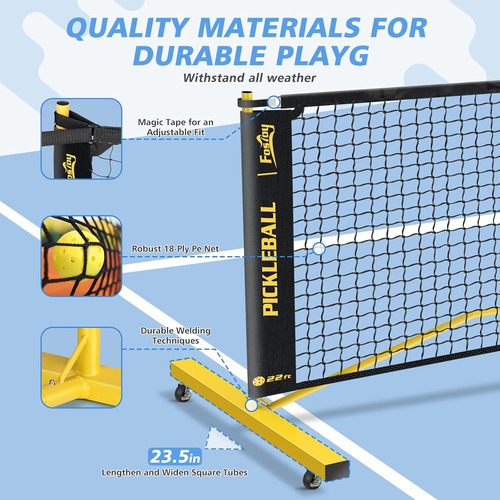 Fostoy Red Portátil De Pickleball Con Ruedas, Juego De Pickl