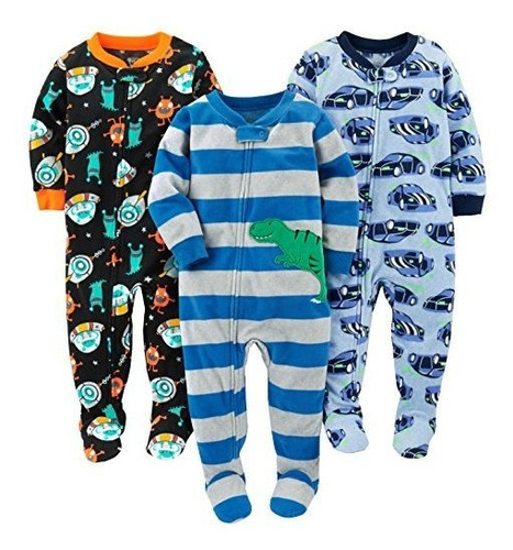 Set De 3 Pijamas Con Pie Cubierto Simples Alegrias Para Bebe