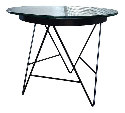 Mesa Ratona Hierro Y Cristal Vidrio 10mm 60cm Minimalista