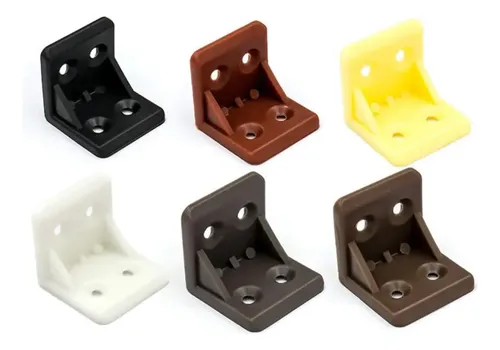Pack 12 Soportes De Esquina De Plástico Negro 27x27x27mm Con 4 Agujeros Para Reparación De Muebles