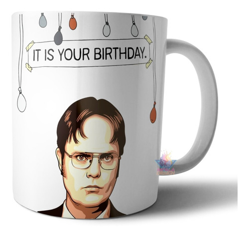 Taza Cerámica The Office Dwight - Cumpleaños - Globos False 