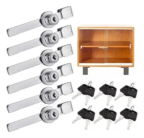 6 Peças De Fechadura Ou Placa Para Vitrine Deslizante, Com