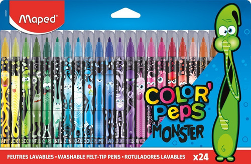 Canetinha Hidrográfica 24 Cores Monster Color'Peps Maped