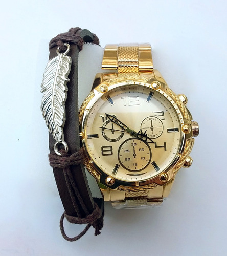 Lindo Combo Relógio Com Pulseira Para Homens Exigentes