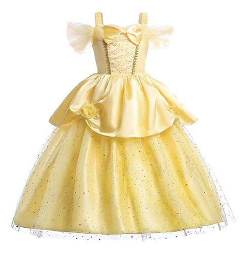 Vestido De Princesa Bella Para Disfraz Para Niñas