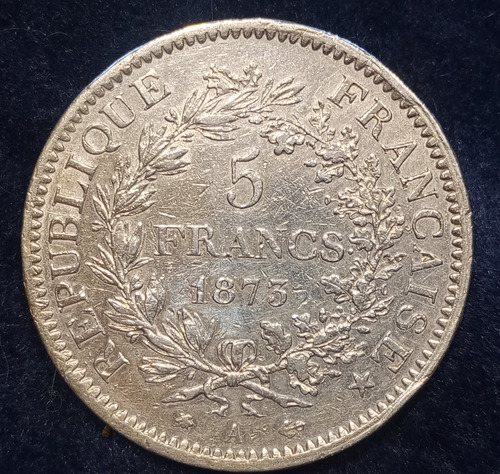 Moneda Francia 5 Francos 1873 Canto Parlante. Plata (Usado)