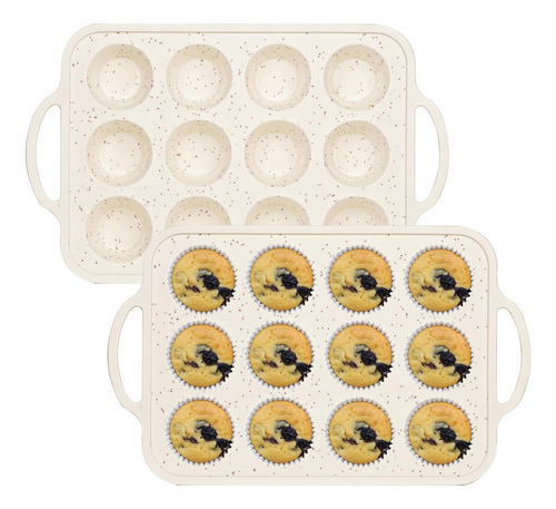 Peutier 2pcs Silicona Muffins Con Marco Reforzado Con Metal