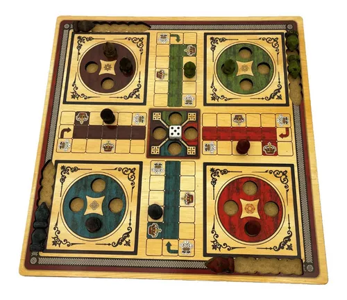 Jogo de tabuleiro ludo e ganso de madeira