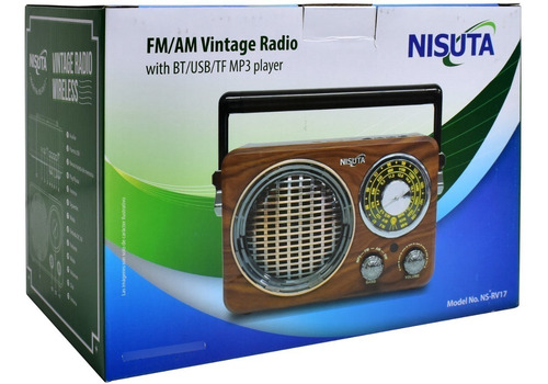 Radio Retro Portátil Dial Batería Recargable Mp3/bluetooth Marrón