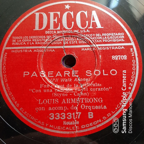 Pasta Louis Armstrong Acomp Orquesta Decca C143