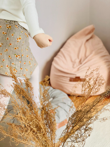 Puff Fiaca Almohadon Para Niños Infantil Forma Gota Rosa