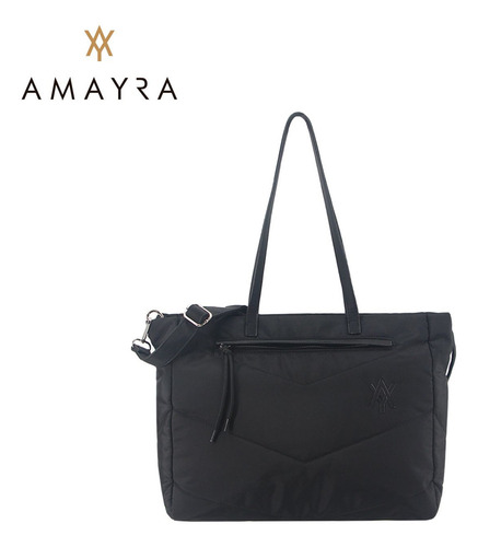 Cartera Amplia Con Tira Amayra Color Negro