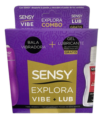 Sensy Combo Explora Gel Lubricante Fresa 60ml/bala Vibradora