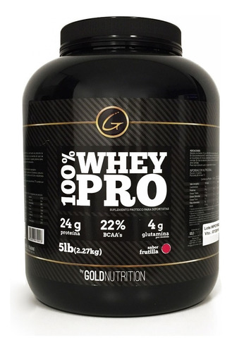 Proteína - 100% Whey Pro 5lb - Gold Nutrition Sabor Frutilla