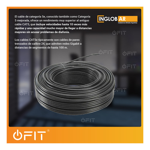 Bobina 305m Cable Utp Inglobar Cat 5e Interior Cobre