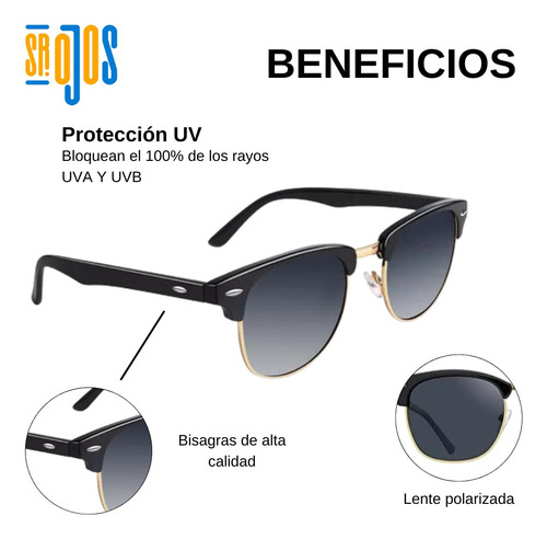 Lentes De Sol Gafas Retro Moda Clásicos Lentes Conducción Retro Negro Dorado Negro