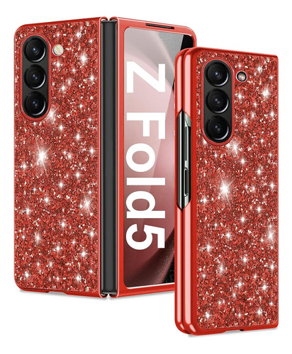 Funda Para Samsung Galaxy Z Fold5 Con Glitter - Rojo