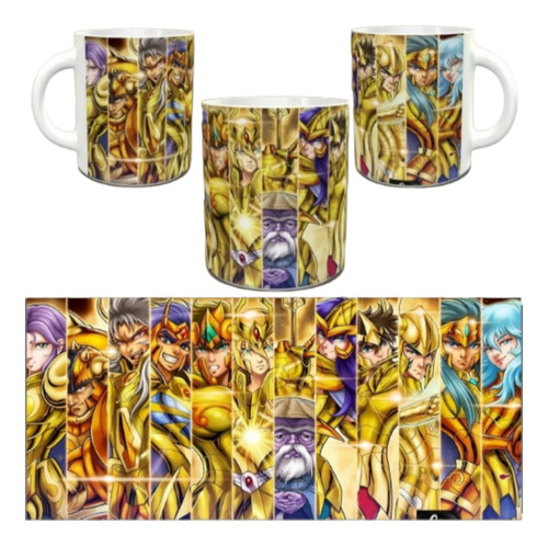 Caballeros Del Zodiaco Pocillo Mug Vaso Taza Dorados Nuevo